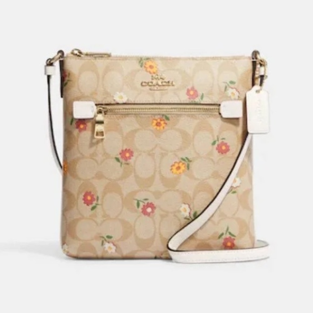 NWT - Coach Mini Rowan File Bag In Signature Canvas With Nostalgic Ditsy Print